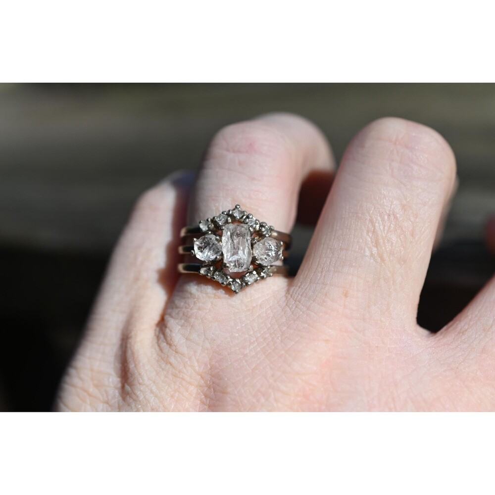 Engagement ring Size 8 14k Gold Diamond Ring, Raw Diamond , Solid Gold , Rough D